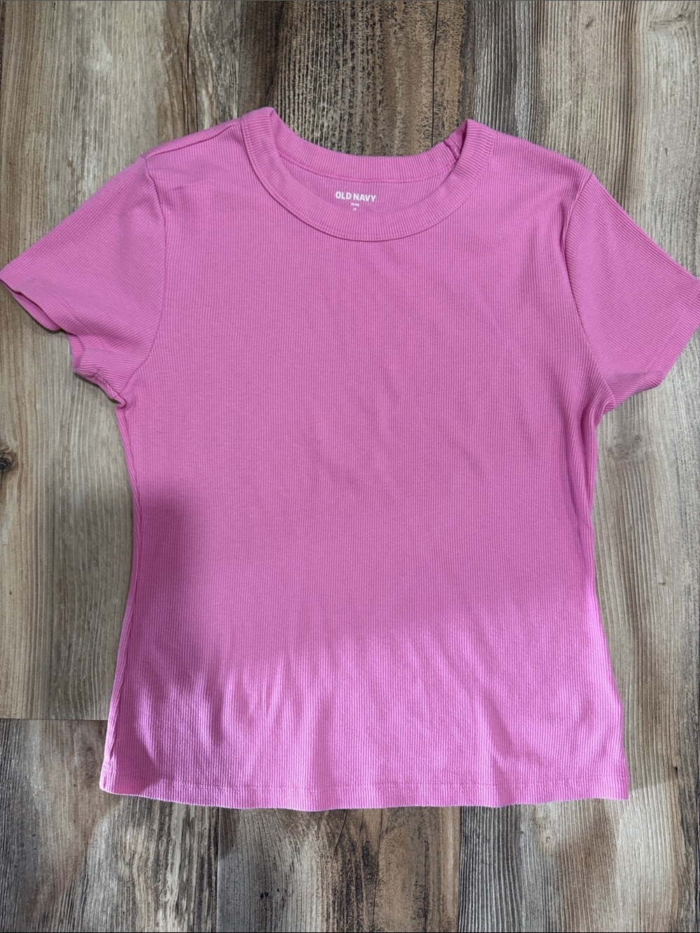 Old Navy Pink Short Sleeve Ribbed Crewneck Tee